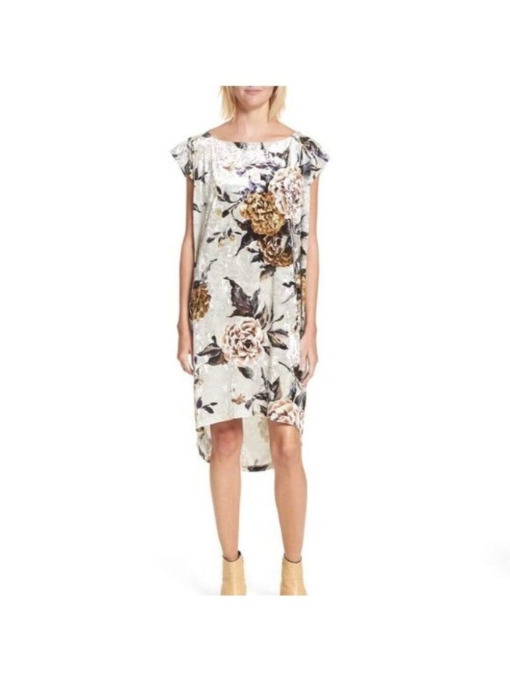 Maison Martin Margiela MM6 Floral Print Crushed Velvet Dress Womens Small